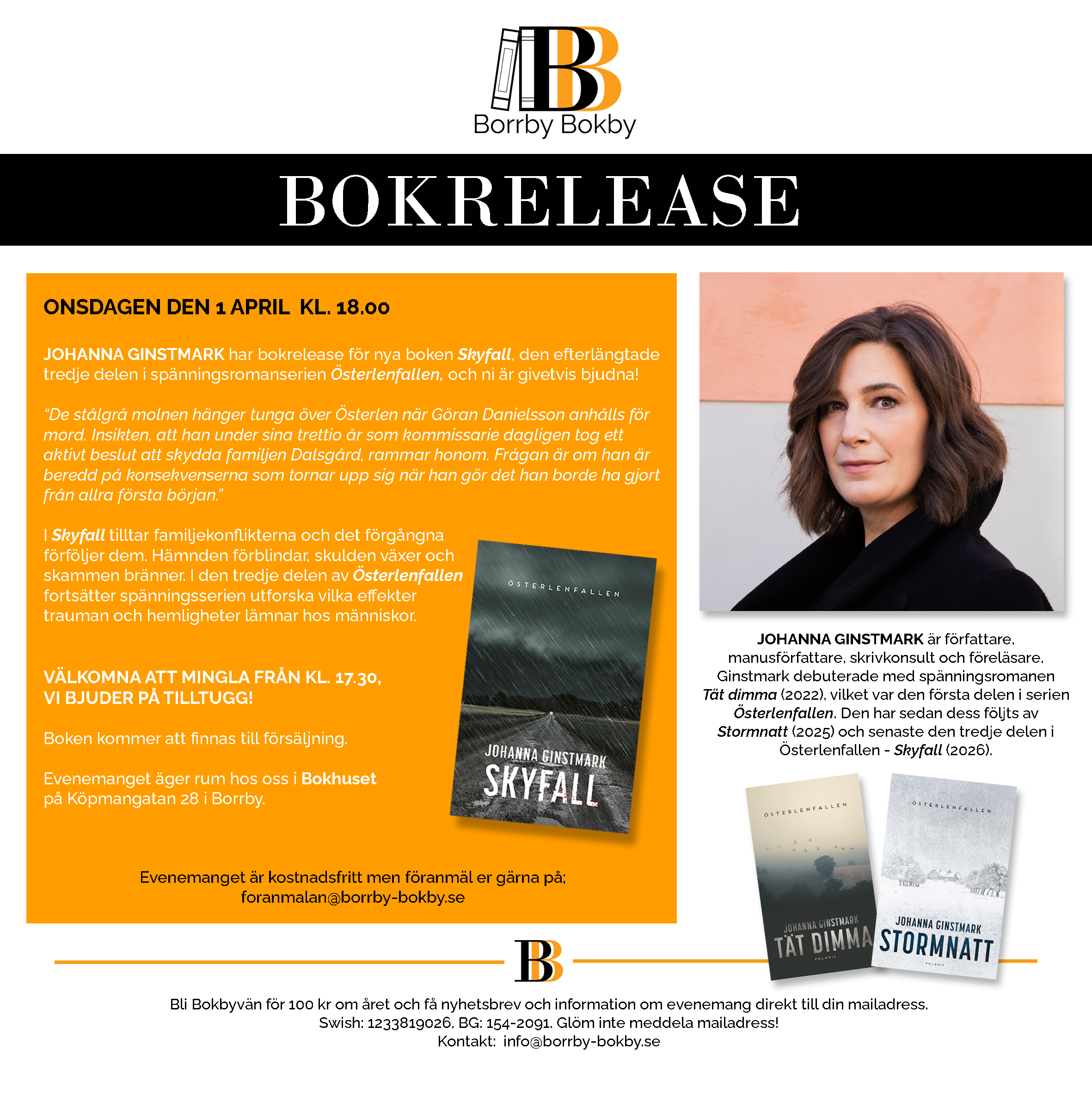 Bokrelease Johanna Ginstmark Österlenfallen Skyfall