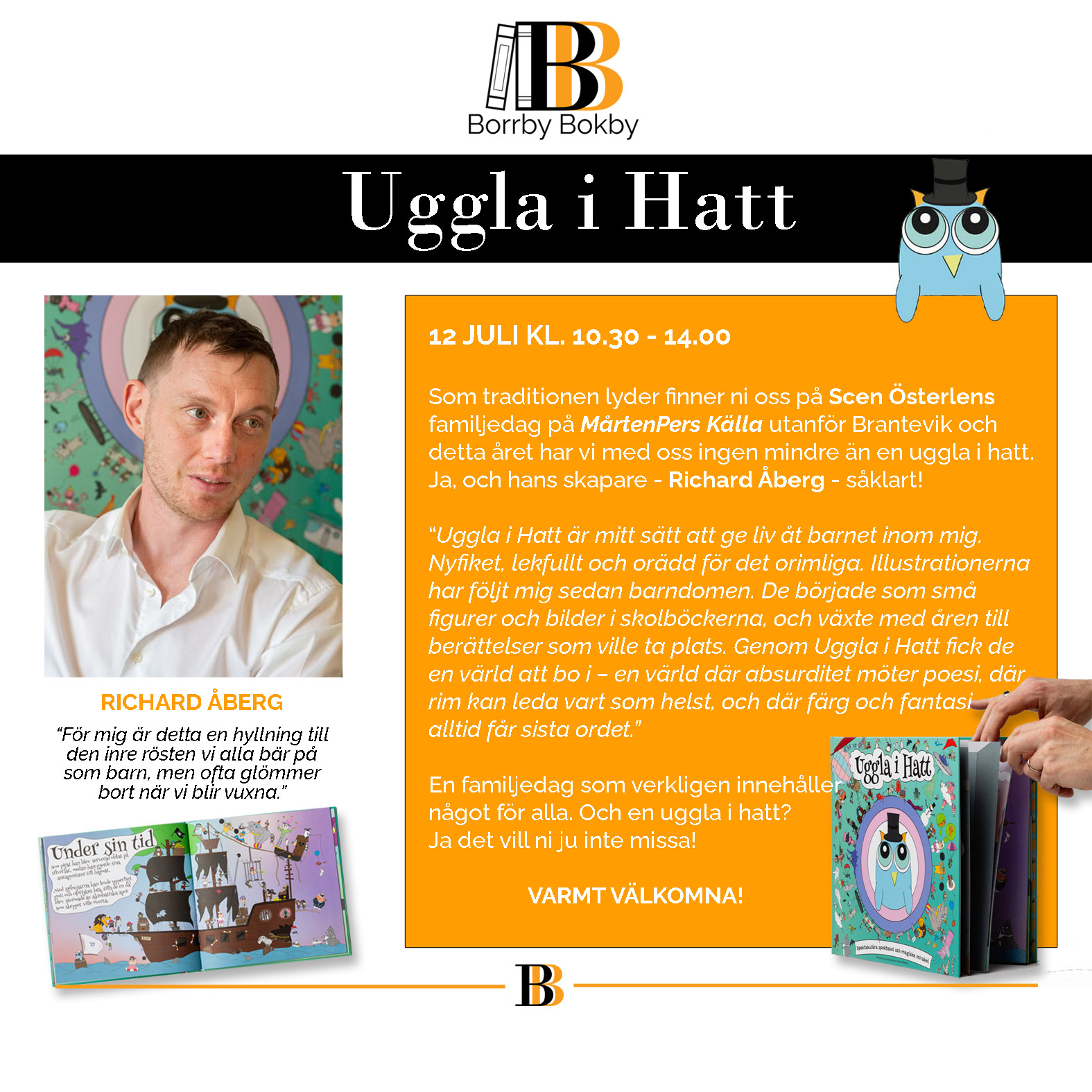 Uggla i hatt borrby bokby familjedag